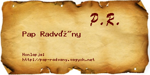 Pap Radvány névjegykártya